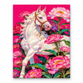 White Horse with Pink Peonies: original image
