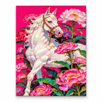 White Horse with Pink Peonies: original image