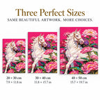 White Horse with Pink Peonies: sizes image