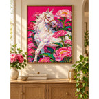 White Horse with Pink Peonies: scene image