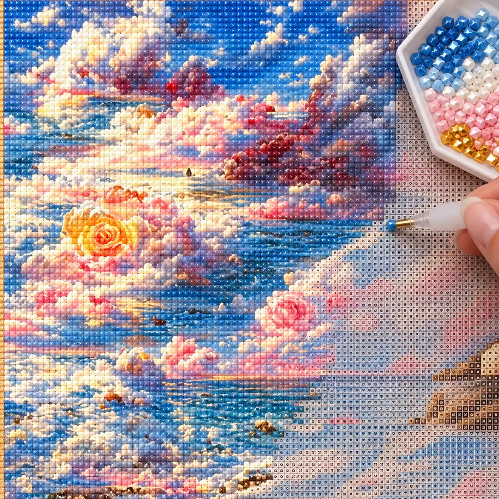 Yellow Rose Above the Cloud Sea: process