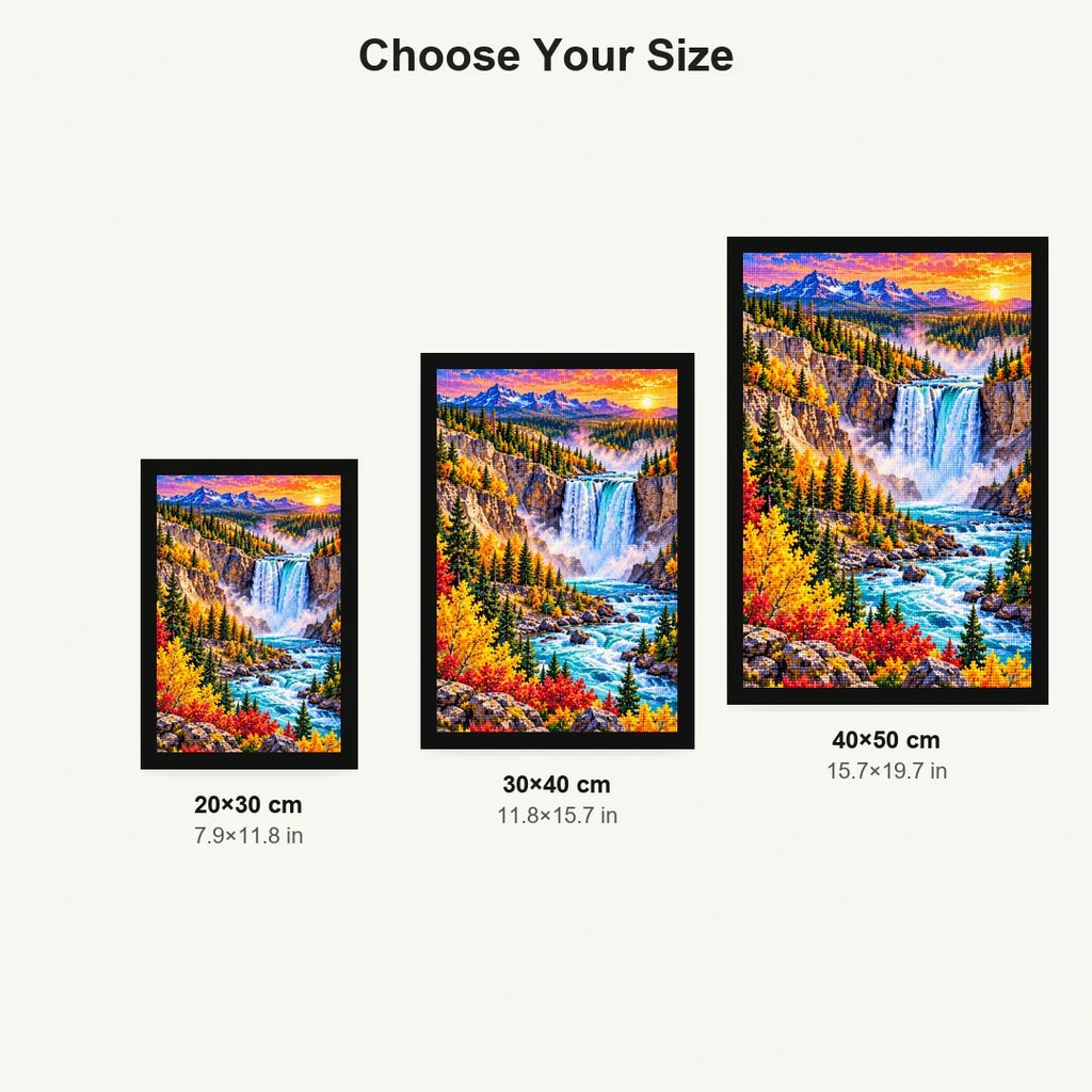 Yellowstone Waterfall Autumn size comparison