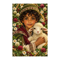 Original white-background artwork of Young Shepherd and Lamb