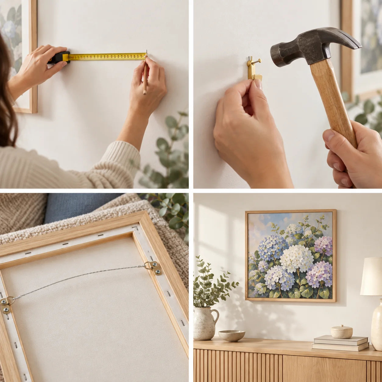 Original four-step framed artwork hanging guide